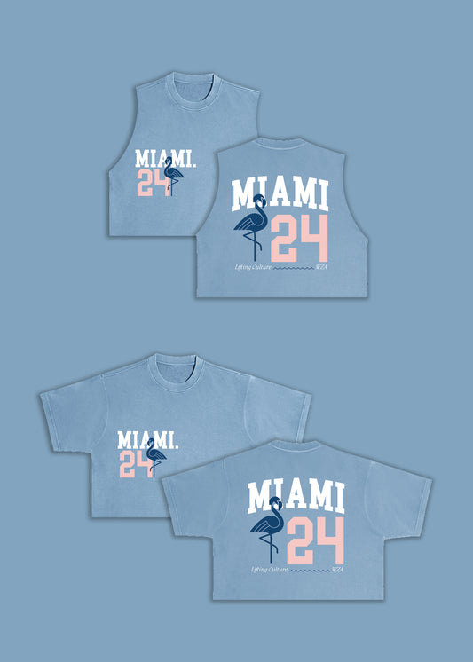 WZA Miami Crop Tee/Tank (Pebble Blue)
