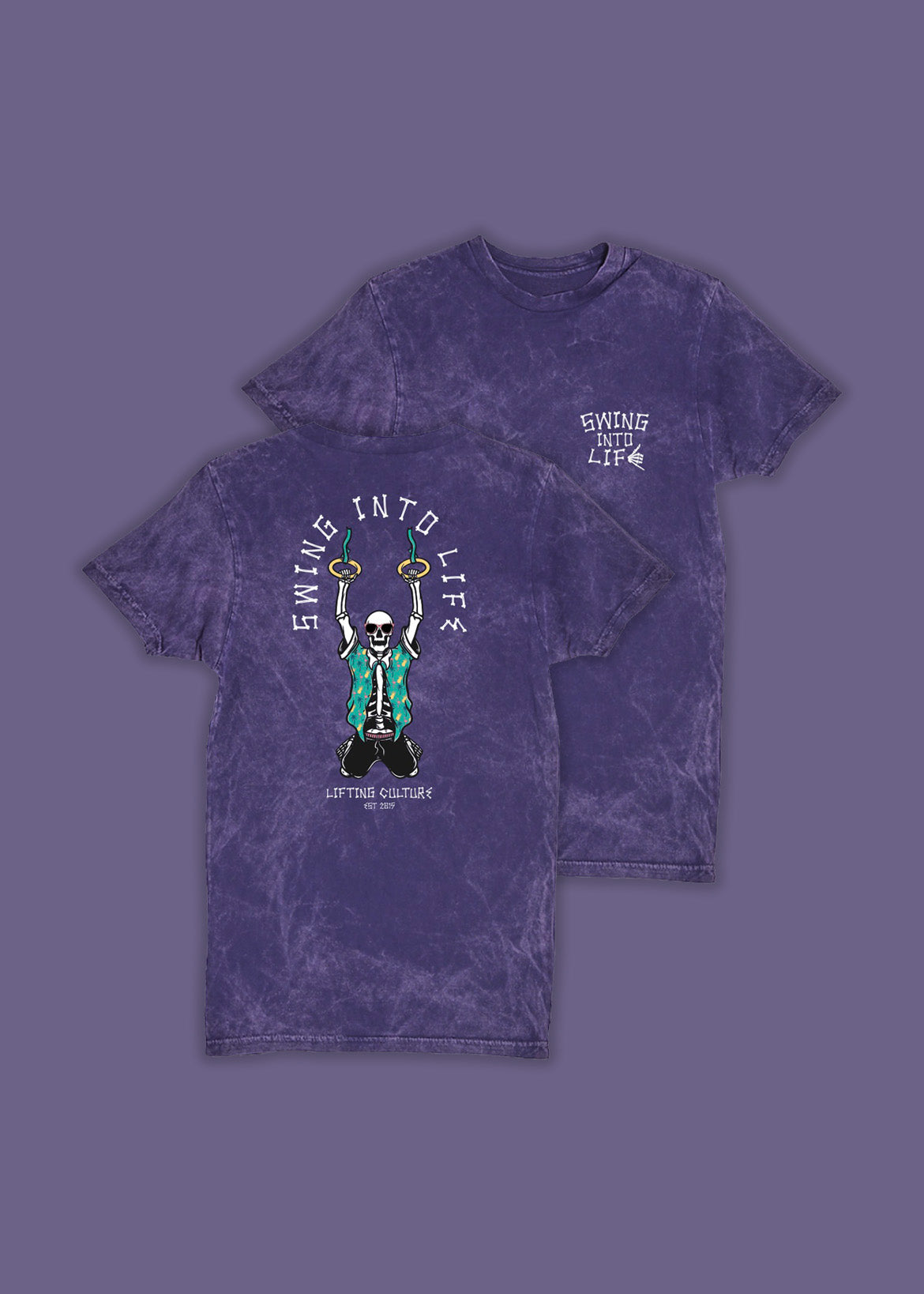 "Swing Into Life" Tee (Purple Tie-Dye)