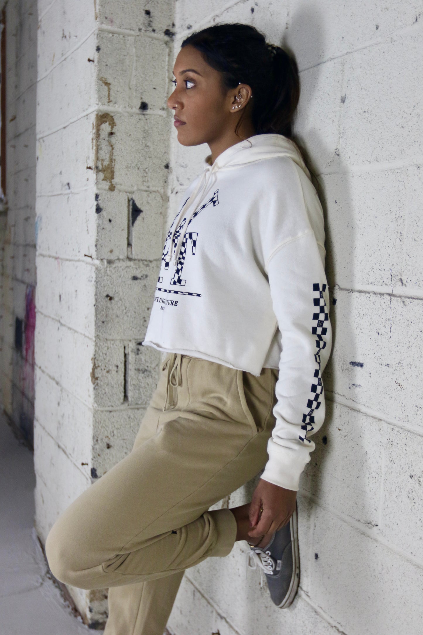 Checker Logo Crop Hood