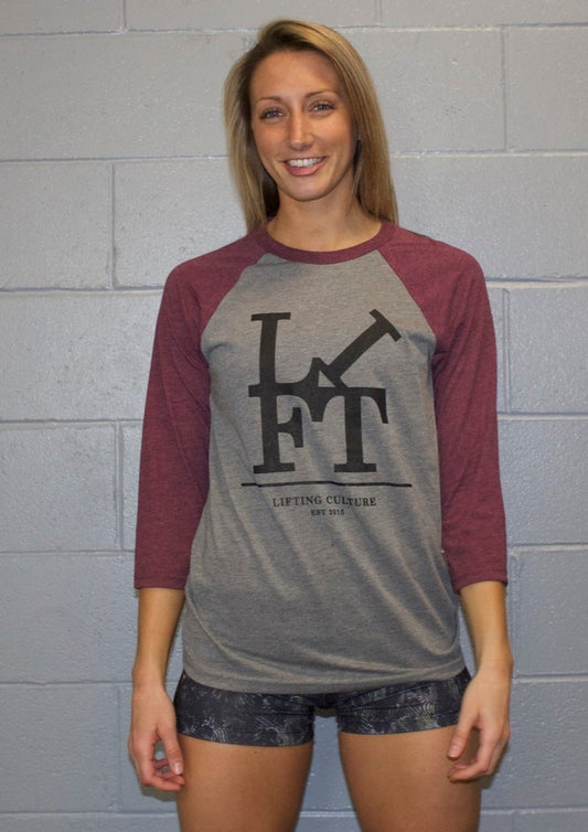 GREYxMAROON 3/4 Sleeve