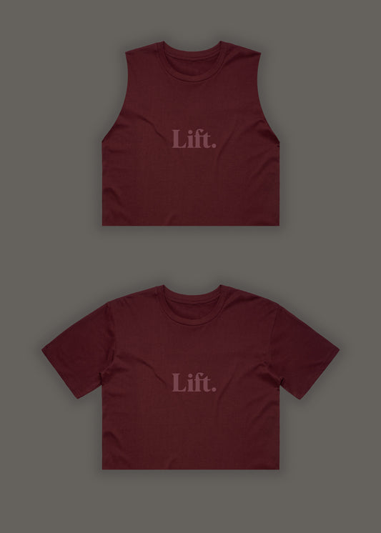 "The Classics" Crop Tee/Tank (Burgundy)