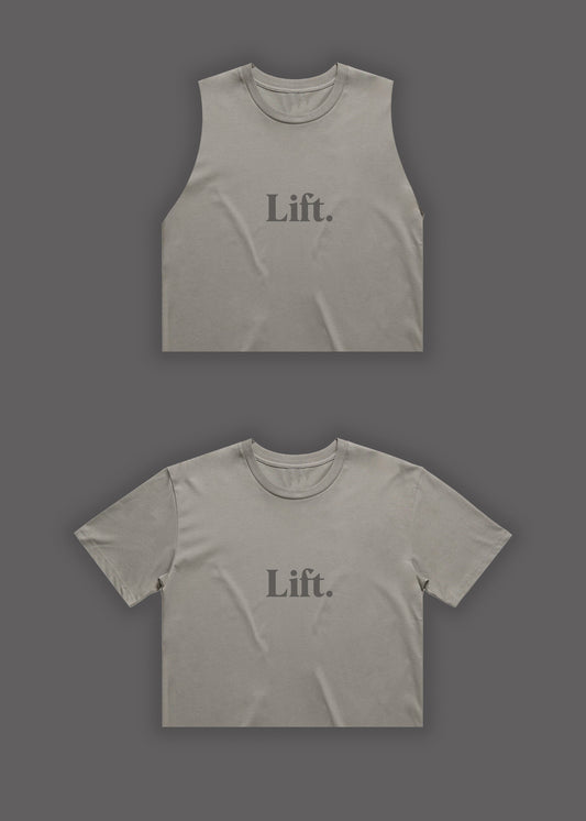 "The Classics" Crop Tee/Tank (Cement)