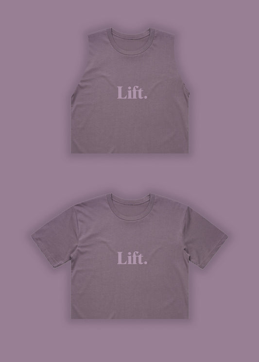 "The Classics" Crop Tee/Tank (Faded Purple)